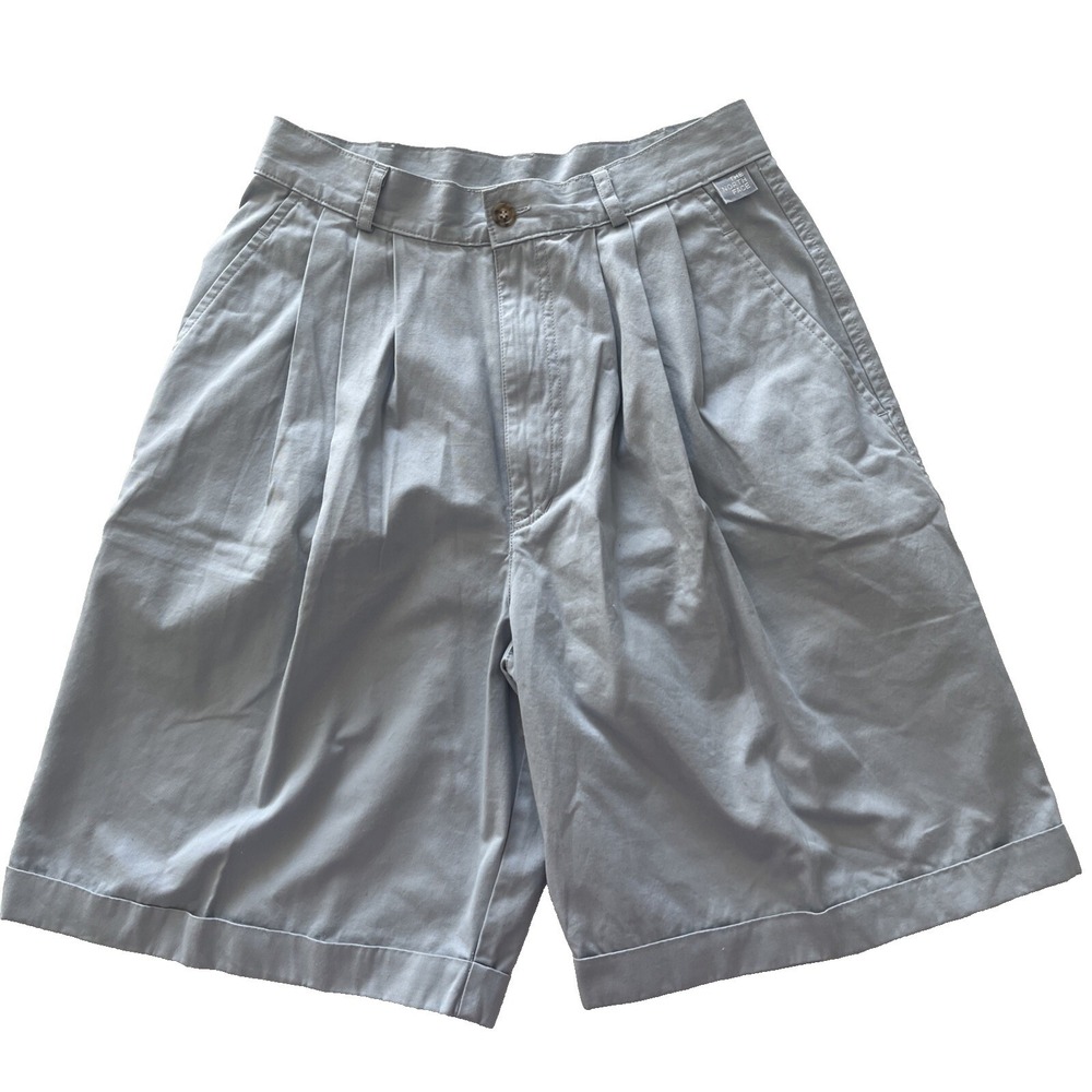 VTG The North Face Women's Size 4 Bermuda Pleated Shorts Sky‎ Blue 100% Cotton